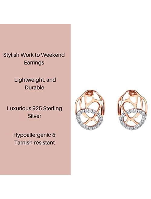 Peora Rose Gold-tone 925 Sterling Silver Organic Lattice Raindrop Earrings for Women, Hypoallergenic Fine Jewelry