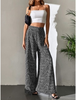 Tall Allover Print Zip Side Wide Leg Pants