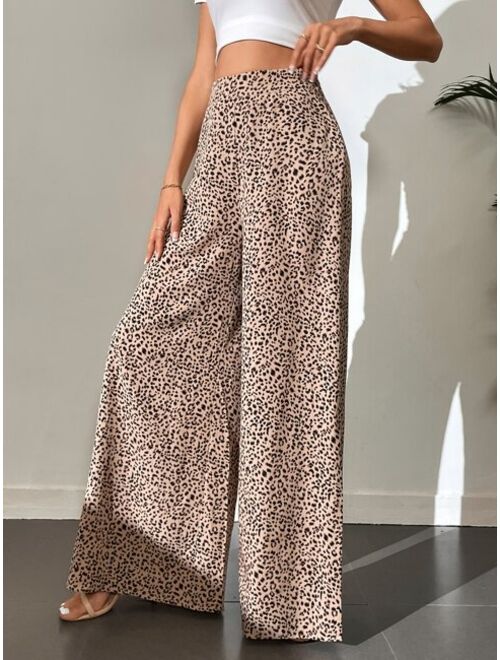 SHEIN Tall Allover Print Zip Side Wide Leg Pants