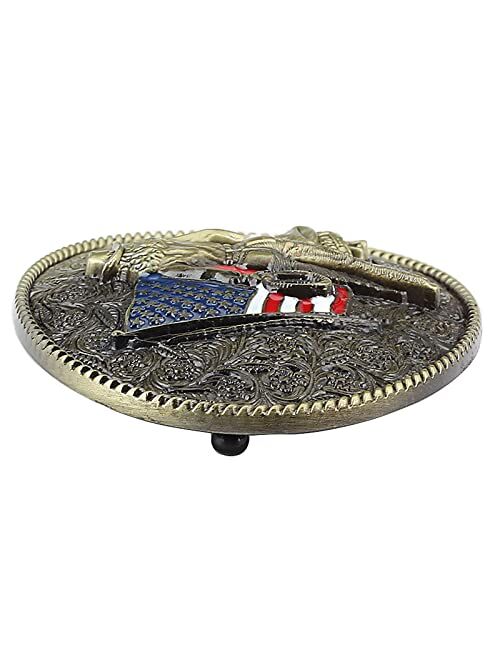 NAOKBOEE Western Cowboy Belt Buckle American Flag Belt Buckles for Men