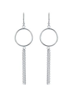 925 Sterling Silver Tassel Drop Earrings for Women, Hypoallergenic Fine Jewelry
