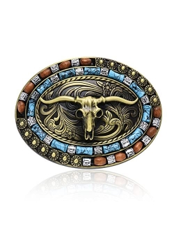 Bboten Cowboy Belt Buckle for Men Boys Cowboy, Western Cowboy Hat Horse Longhorn Belt Buckles for Cowboy Rodeo Son/Men