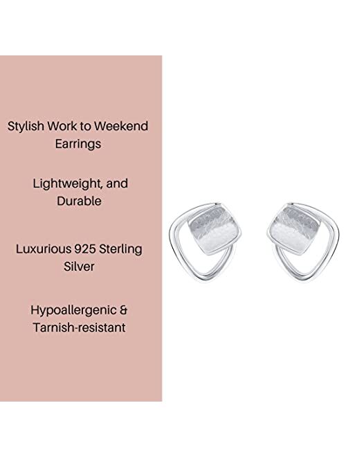 Peora 925 Sterling Silver Asymmetrical Floating Earrings for Women, Hypoallergenic Fine Jewelry