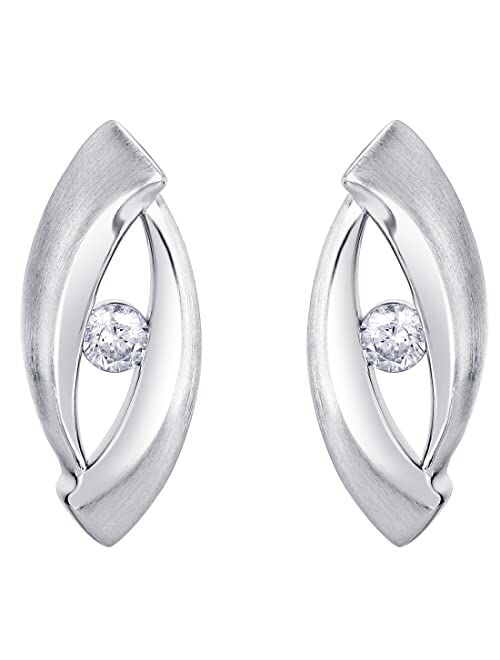 Peora 925 Sterling Silver Open Marquise Earrings for Women, Hypoallergenic Fine Jewelry