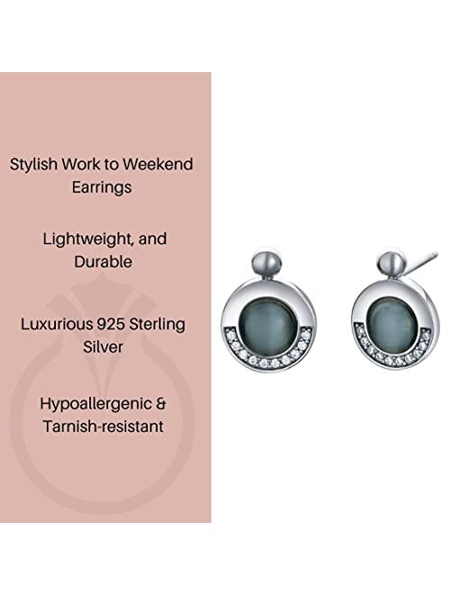 Peora 925 Sterling Silver Cat's Eye Talisman Charm Earrings for Women, Hypoallergenic Fine Jewelry