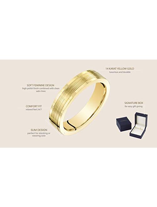 Peora Womens 14K Yellow Gold Classic Fit 4mm Wedding Anniversary Ring Band Sizes 4 to 9