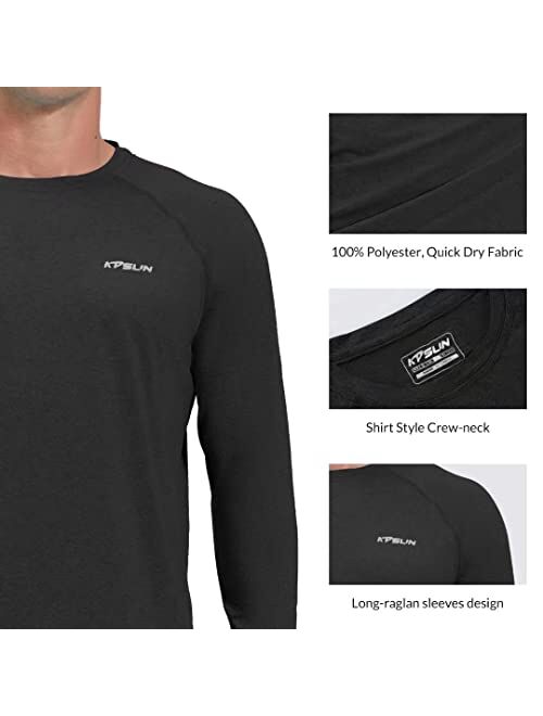 Kpsun UPF 50+ Swim Shirts Long Sleeve Sun Shirts Sun Protection Fishing Shirts Rash Guard Shirt for Men