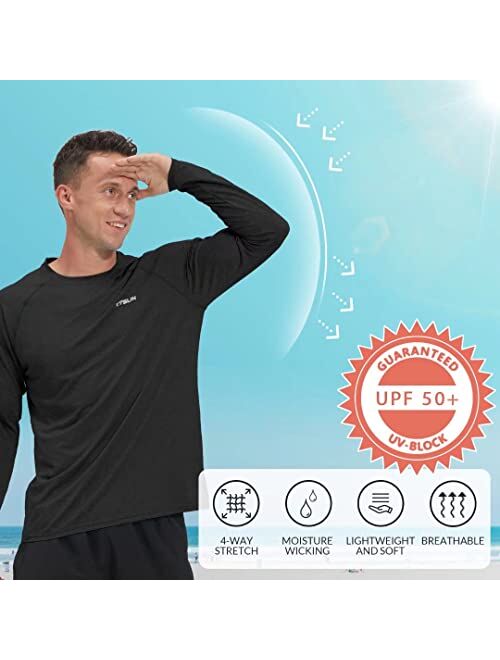 Kpsun UPF 50+ Swim Shirts Long Sleeve Sun Shirts Sun Protection Fishing Shirts Rash Guard Shirt for Men