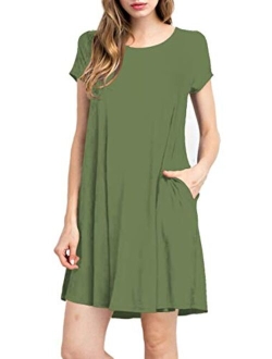 TINYHI Women's Swing Loose T-Shirt Fit Comfy Casual Flowy Cute Swing Tunic Dress