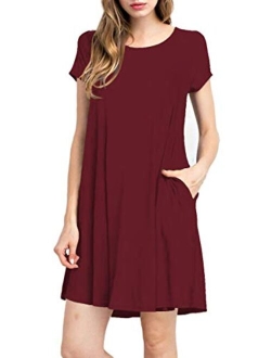 TINYHI Women's Swing Loose T-Shirt Fit Comfy Casual Flowy Cute Swing Tunic Dress