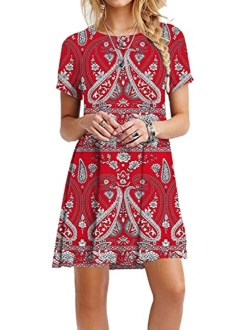 TINYHI Women's Swing Loose T-Shirt Fit Comfy Casual Flowy Cute Swing Tunic Dress