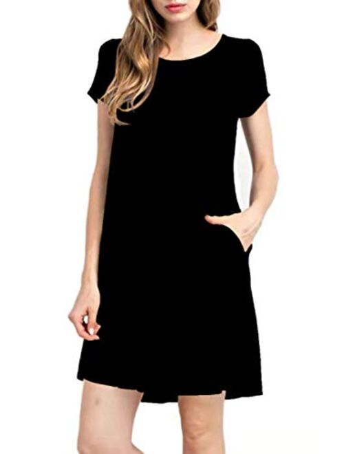 TINYHI Women's Swing Loose T-Shirt Fit Comfy Casual Flowy Cute Swing Tunic Dress