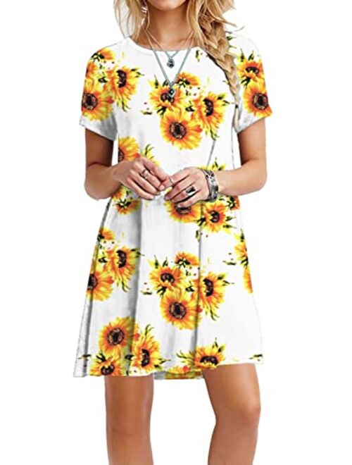 TINYHI Women's Swing Loose T-Shirt Fit Comfy Casual Flowy Cute Swing Tunic Dress