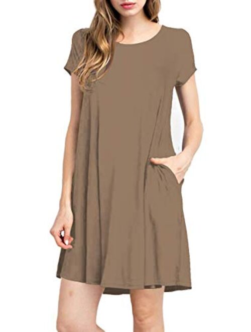 TINYHI Women's Swing Loose T-Shirt Fit Comfy Casual Flowy Cute Swing Tunic Dress