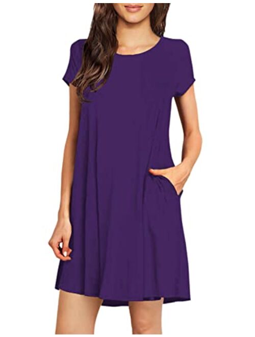 TINYHI Women's Swing Loose T-Shirt Fit Comfy Casual Flowy Cute Swing Tunic Dress