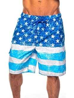 Beach Outfitters Men's Micro Fiber Star Spangled Swim Trunks