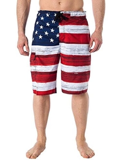 Beach Outfitters Men's Micro Fiber Star Spangled Swim Trunks