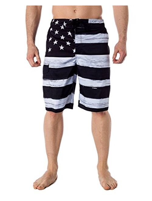 Beach Outfitters Men's Micro Fiber Star Spangled Swim Trunks