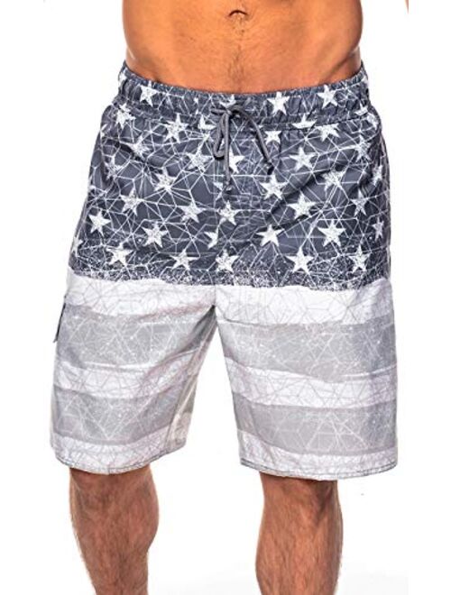 Beach Outfitters Men's Micro Fiber Star Spangled Swim Trunks