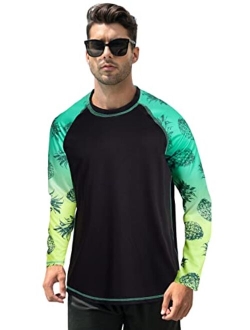 Goodstoworld Men's UPF 50+ Fashion Print Rash Guard Swim Fishing Surf Diving Shirt