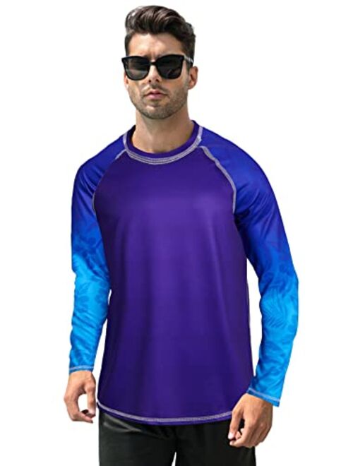 Goodstoworld Men's UPF 50+ Fashion Print Rash Guard Swim Fishing Surf Diving Shirt