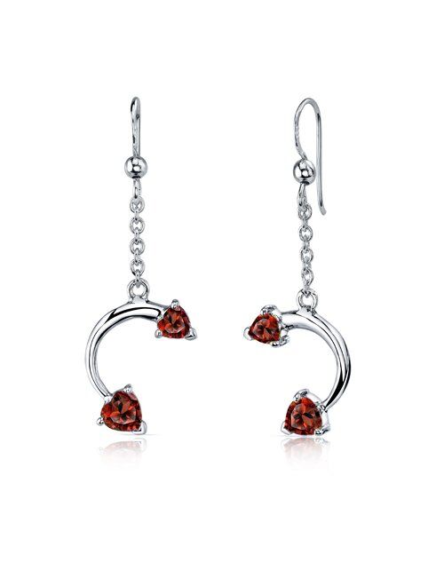 Peora Love Duet 2.25 carats Heart Shape Sterling Silver with Garnet Pendant Earrings Set