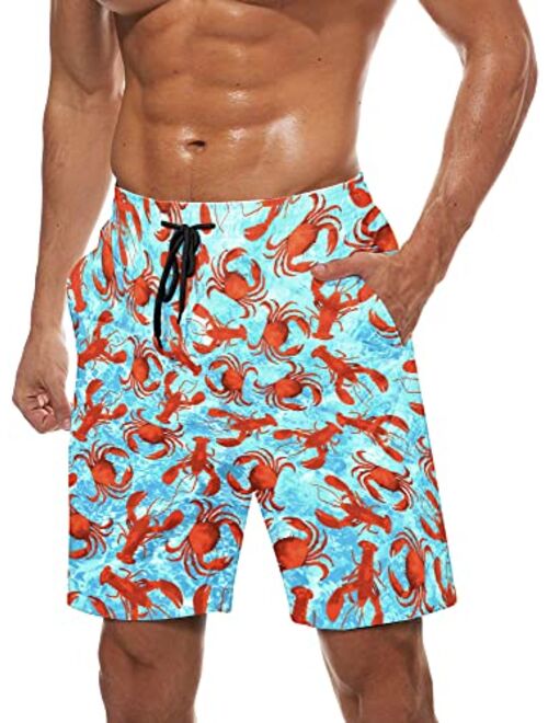 Yhjoxlp Mens Swim Trunks Quick Dry Board Shorts with Mesh Lining, Breathable Fit Beach Shorts Swimwear Bathing Suits