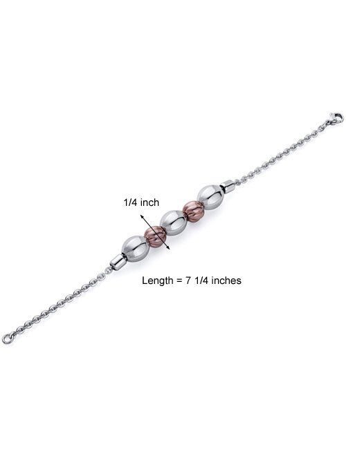 Peora Stainless Steel Link Bracelet for Women, Elegant Bead Link Jewelry, 7.25 Inches