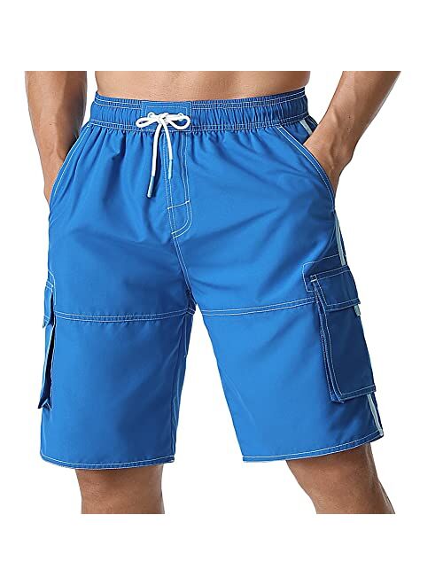 ninovino Men's Summer Holiday Swim Trunks Beach Board Shorts with Lining