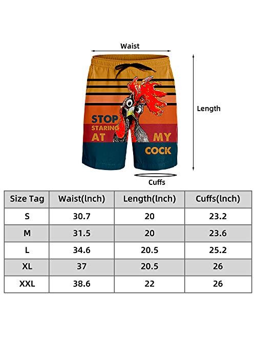 EZYES Stop Staring at My Cock Mens Quick Dry Surfing Swim Trunks Summer Beach Shorts Holiday Cool Board Short with Pockets