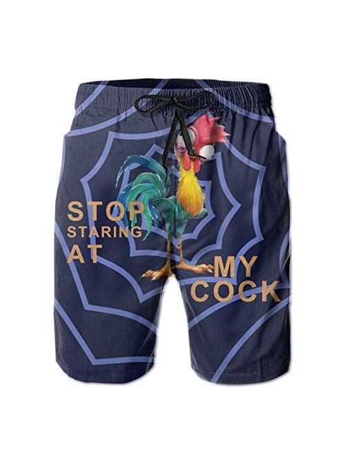 EZYES Stop Staring at My Cock Mens Quick Dry Surfing Swim Trunks Summer Beach Shorts Holiday Cool Board Short with Pockets