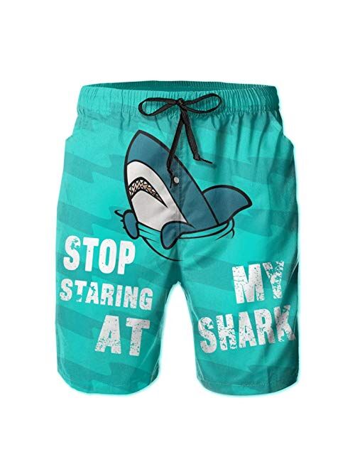 EZYES Stop Staring at My Cock Mens Quick Dry Surfing Swim Trunks Summer Beach Shorts Holiday Cool Board Short with Pockets