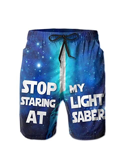 EZYES Stop Staring at My Cock Mens Quick Dry Surfing Swim Trunks Summer Beach Shorts Holiday Cool Board Short with Pockets