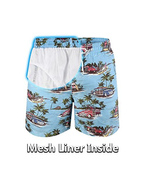 SNOW DREAMS Mens Swim Trunks 5 inch Qucik Dry Board Shorts Bathing Suit for Men Boardshorts Lightweight