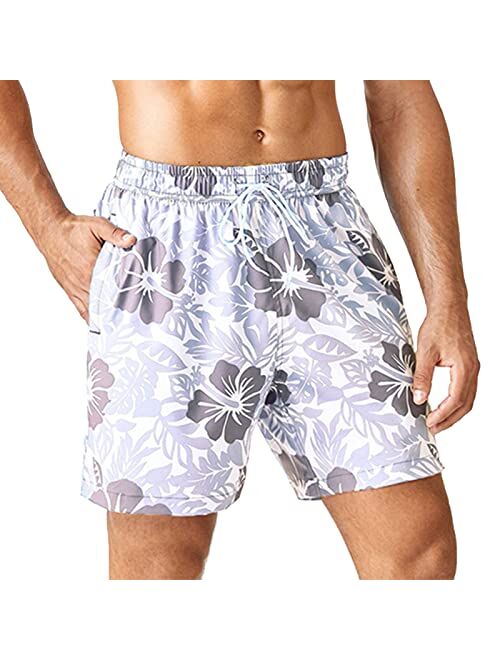 SNOW DREAMS Mens Swim Trunks 5 inch Qucik Dry Board Shorts Bathing Suit for Men Boardshorts Lightweight