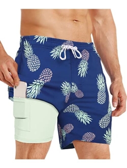 APTRO Men's Swim Trunks with Compression Liner Bathing Suit Quick Dry Swimsuit Beach Shorts