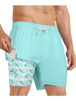 APTRO Men's Swim Trunks with Compression Liner Bathing Suit Quick Dry Swimsuit Beach Shorts