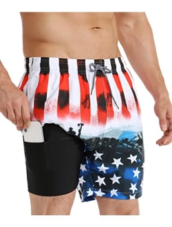 APTRO Men's Swim Trunks with Compression Liner Bathing Suit Quick Dry Swimsuit Beach Shorts