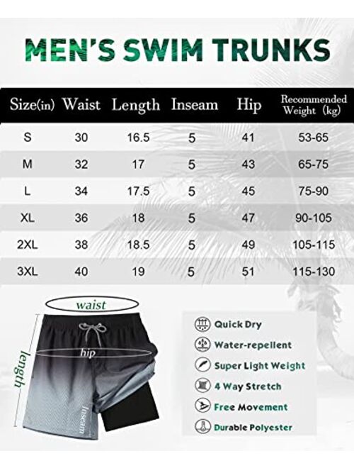 APTRO Men's Swim Trunks with Compression Liner Bathing Suit Quick Dry Swimsuit Beach Shorts