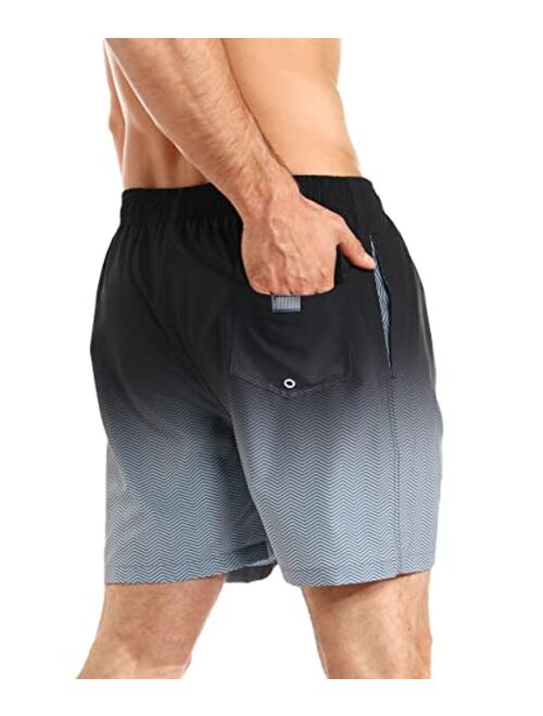 APTRO Men's Swim Trunks with Compression Liner Bathing Suit Quick Dry Swimsuit Beach Shorts