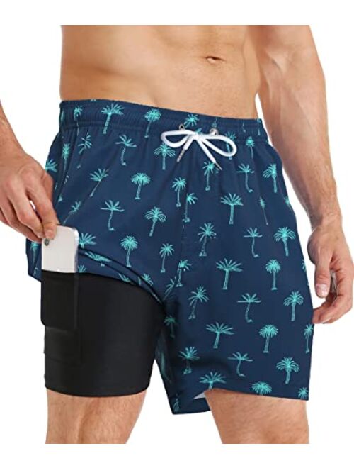 APTRO Men's Swim Trunks with Compression Liner Bathing Suit Quick Dry Swimsuit Beach Shorts