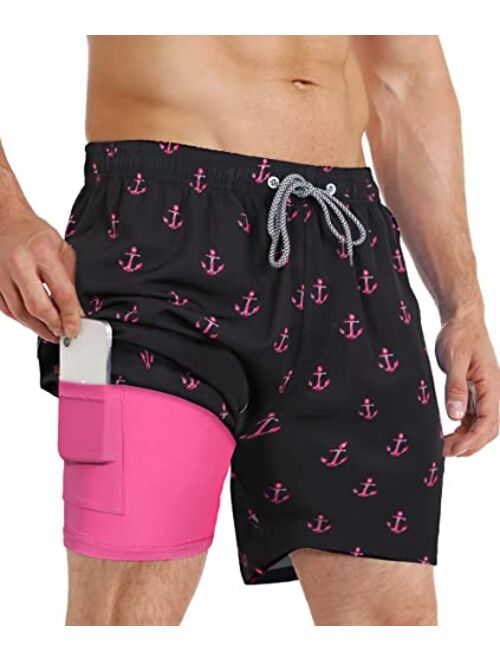 APTRO Men's Swim Trunks with Compression Liner Bathing Suit Quick Dry Swimsuit Beach Shorts