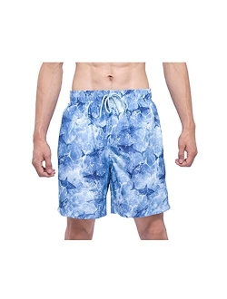 Rokka&Rolla Men's Swim Trunks 7.5" Quick Dry Beach Shorts Swimwear Bathing Suit with Mesh Lining