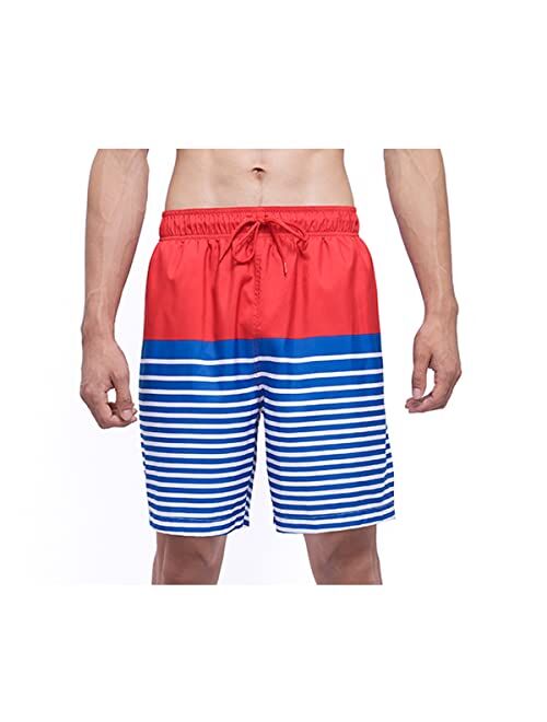 Rokka&Rolla Men's Swim Trunks 7.5" Quick Dry Beach Shorts Swimwear Bathing Suit with Mesh Lining