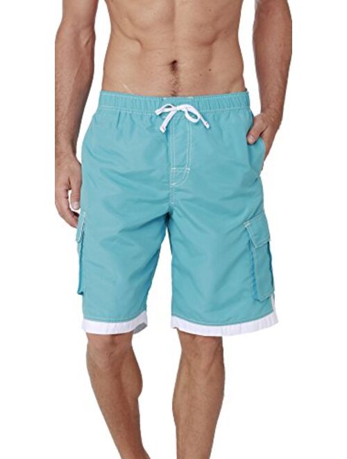 Ingear Men's Quick Dry Swim Trunks Cargo Water Shorts with Mesh Lining