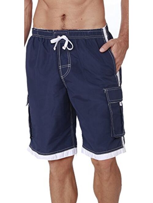 Ingear Men's Quick Dry Swim Trunks Cargo Water Shorts with Mesh Lining