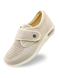 Orthoshoes Women's Diabetic Elderly Shoes Mesh Breathable Walking Sneakers Lightweight Adjustable Easy On and Off Strap Summer Slippers for Swollen Feet