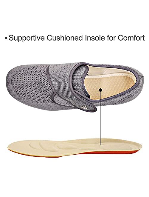 Orthoshoes Women's Diabetic Elderly Shoes Mesh Breathable Walking Sneakers Lightweight Adjustable Easy On and Off Strap Summer Slippers for Swollen Feet