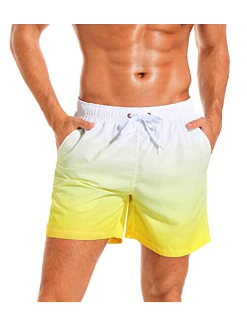 SILKWORLD Mens Swimming Trunks Quick Dry Board Beach Shorts Swimwear with Mesh Lining