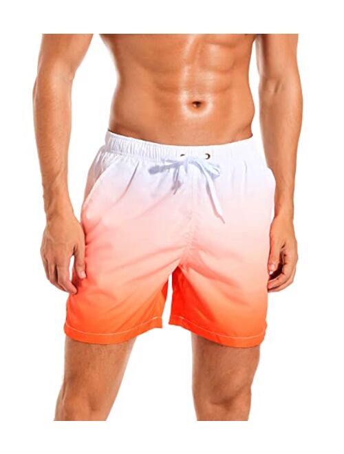 SILKWORLD Mens Swimming Trunks Quick Dry Board Beach Shorts Swimwear with Mesh Lining